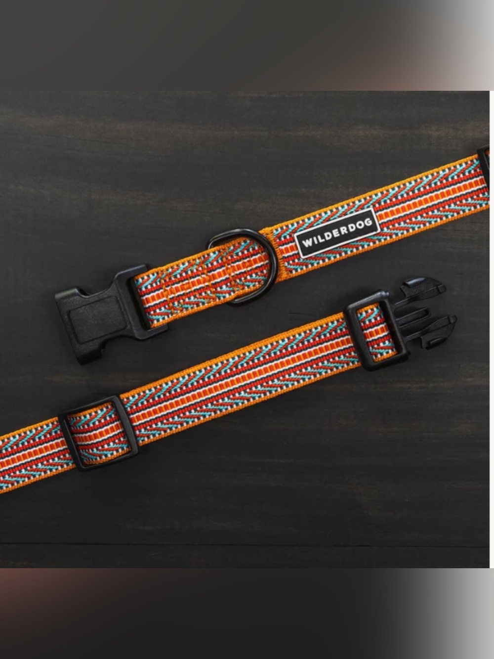 NWT Wilderdog Ultralight Dog Collar Size Small, Sienna Orange/Teal